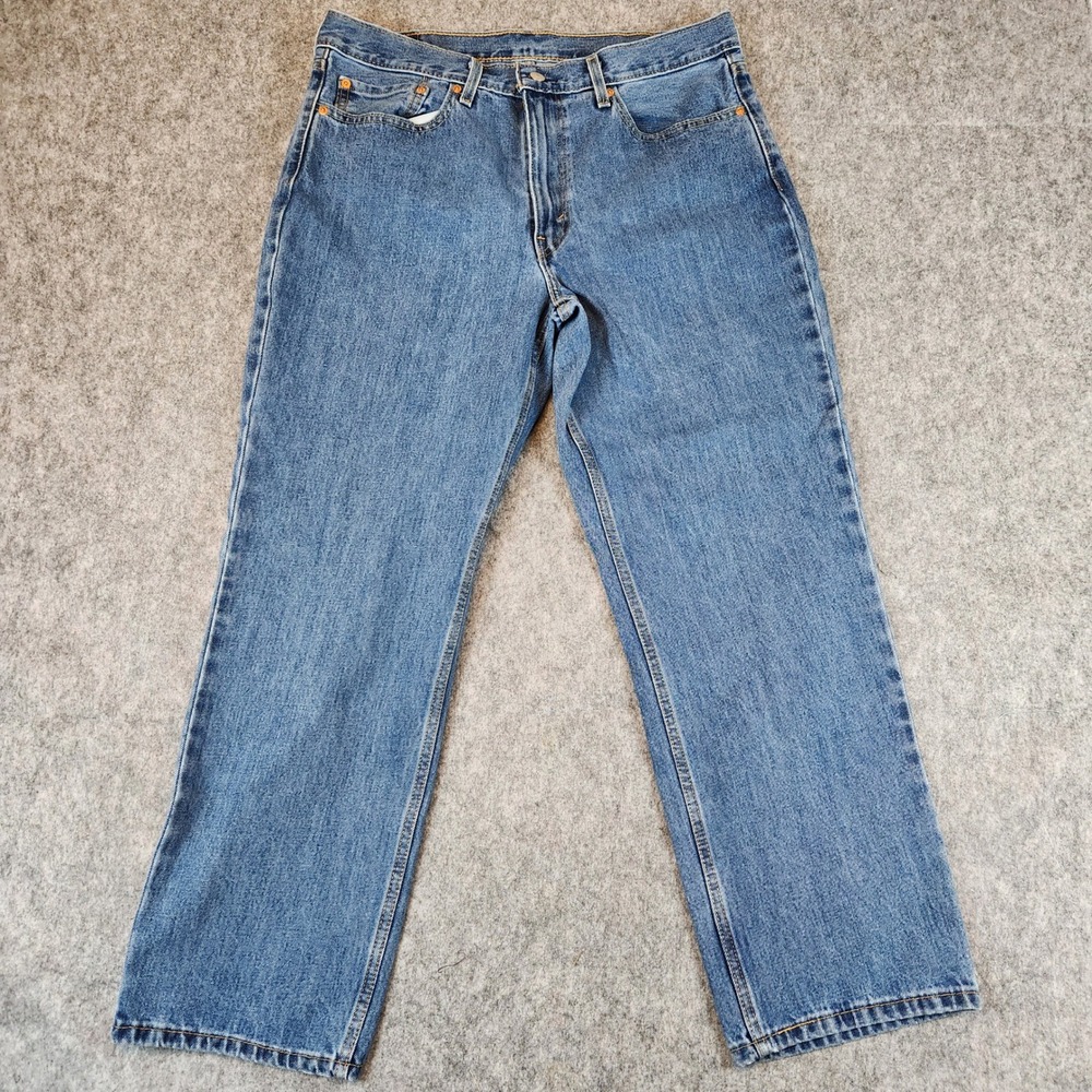 Levis 550 Lot 3 Relaxed Fit Jeans Men 36x30 Blue Tapered Leg Denim Casual Zip - Picture 11 of 16